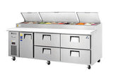 Everest EPPR3-D4 93" Four Drawer & Single Door Pizza Prep Table - Champs Restaurant Supply | Wholesale Restaurant Equipment and Supplies