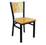 MKM836H Slotted Wood Back Metal Chair with Wodden Seat