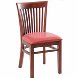 CWC-6239 Mahogany Finished Vertical Slat Back Wooden Restaurant Chair - Champs Restaurant Supply | Wholesale Restaurant Equipment and Supplies
