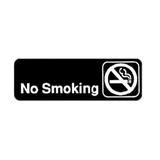 Winco SGN-310 Black 3" X 9" Information Sign with Symbol - Imprint "No Smoking"