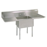 BK Resources One Compartment Sink with Two Drainboard - 24" x 24" Compartment