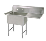 BK Resources One Compartment Sink with Right Drainboard - 24" x 24" Compartment - Champs Restaurant Supply | Wholesale Restaurant Equipment and Supplies