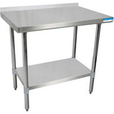 18" x 48" All Stainless Steel Work Table w/1-1/2" Backsplash