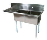 BK Resources Two Compartment Sink with Left Drainboard - 24" x 24" Compartment