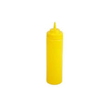 Winco PSW-24Y 24 Oz Yellow Wide Mouth Squeeze Bottle - 6 Pc/Pack - Champs Restaurant Supply | Wholesale Restaurant Equipment and Supplies