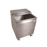 Mobile Ice Bin, with sliding lid, 24"W x 22"D x 29"H, stainless steel, 117lb. Capacity