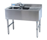 BK Resources BKUBW-236RS Two Compartment 36" Slim-Line Underbar Sink with Right Drainboard - Champs Restaurant Supply | Wholesale Restaurant Equipment and Supplies