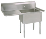 BK Resources One Compartment Sink with Left Drainboard - 18" x 18" Compartment