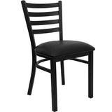 CMC-DG694 Ladder Back Metal Chair with Black Vinyl Seat - Champs Restaurant Supply | Wholesale Restaurant Equipment and Supplies