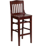 CWB-6235BS Mahogany Finished School House Back Wooden Restaurant Barstool - Champs Restaurant Supply | Wholesale Restaurant Equipment and Supplies