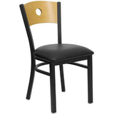 CMC-DG6F2B Slotted Wood Back Metal Chair with Black Vinyl Seat - Champs Restaurant Supply | Wholesale Restaurant Equipment and Supplies