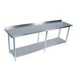 84"W x 18"D 1-1/2" Riser Stainless Steel Top Work Table w/ Galvanized legs and Undershelf