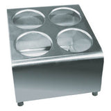 Winco FC-4H 2 Tier 4 Holes Stainless Steel Flatware Cylinder Holder - Champs Restaurant Supply | Wholesale Restaurant Equipment and Supplies