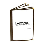 Thunder Group PLMENU-4BR 4 Page Book Fold Menu Cover, Long Size 8 1/2" X 14", Brown