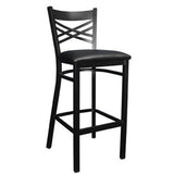 MKM843BS Back Metal Barstools with Black Vinyl Seat