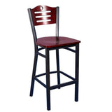 CMB-M836BS-B Slotted Wooden Back Metal Chair  with Wooden Seat - Champs Restaurant Supply | Wholesale Restaurant Equipment and Supplies