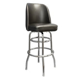 Chrome Plated Round Steel Tubing Swivel Bar Stool w/ Black Vinyl