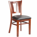 CWC-6332 Slotted Wood Back Side Chair with Dark Mahogany Finish - Champs Restaurant Supply | Wholesale Restaurant Equipment and Supplies