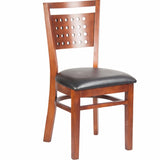 CWC-6259 Slotted Wood Back Side Chair with Dark Mahogany Finish - Champs Restaurant Supply | Wholesale Restaurant Equipment and Supplies
