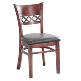 MK6230 Lattice Back Side Wooden Chair with Dark Mahogany Finish