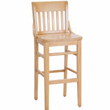 CWB-6234BS Natural Wood Finished School House Back Wooden Restaurant Barstool - Champs Restaurant Supply | Wholesale Restaurant Equipment and Supplies