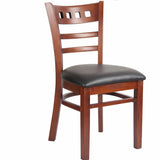 CWC-6026 Slotted Wood Back Side Chair with Dark Mahogany Finish - Champs Restaurant Supply | Wholesale Restaurant Equipment and Supplies