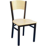 MKM836F Solid Wood Back Metal Chair with Natural Wood Seat