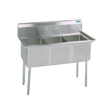 BK Resources Three Compartment Sink with No Drainboard - 18" x 18" Compartment