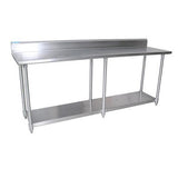 96" x 30"All Stainless Steel Work Table w/ 5" Riser Backsplash