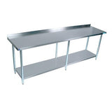 96" x 30" All Stainless Steel Work Table w/1-1/2" Backsplash