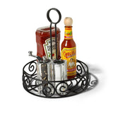 Winco WBKH-7R Round Black Wire Condiment Caddy, 7.5-Inch