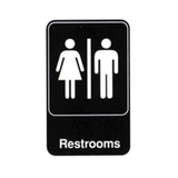 Winco SGN-603 Red 6" X 9" Information Sign with Symbol - Imprint "Restrooms"