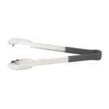 Winco UTPH-9K 9" Black Stainless Steel Utility Tong with Polypropylene Coated Handle - Champs Restaurant Supply | Wholesale Restaurant Equipment and Supplies