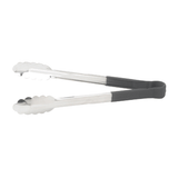 Winco UTPH-16K 16" Black Stainless Steel Utility Tong with Polypropylene Coated Handle - Champs Restaurant Supply | Wholesale Restaurant Equipment and Supplies
