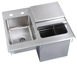BK Resources BK-DIBHL-2118 Drop-In Ice Bin, with sink, 21"W x 18"D x 12"D, 18/304 stainless steel base, 14/304 stainless steel top - Champs Restaurant Supply | Wholesale Restaurant Equipment and Supplies