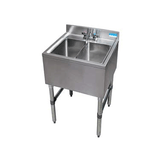 BK Resources BKUBS-224S 24" Underbar Sink with 2 Bowls and 1 Faucet with No Drainboard - Champs Restaurant Supply | Wholesale Restaurant Equipment and Supplies