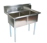 BK Resources Two Compartment Sink with No Drainboard - 24" x 24" Compartment