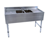 BK Resources BKUBS-248TS 48" Underbar Sink with 2 Bowls and 1 Faucet with Two Drainboard - Champs Restaurant Supply | Wholesale Restaurant Equipment and Supplies