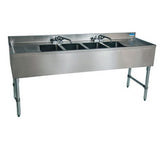 BK Resources BKUBS-472TS 72" Underbar Sink with 4 Bowls and 2 Faucets with Two Drainboard - Champs Restaurant Supply | Wholesale Restaurant Equipment and Supplies