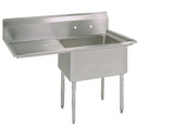 BK Resources One Compartment Sink with Left Drainboard - 24" x 24" Compartment - Champs Restaurant Supply | Wholesale Restaurant Equipment and Supplies