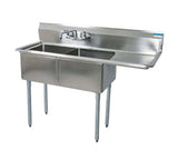 BK Resources Two Compartment Sink with Right Drainboard - 24" x 24" Compartment
