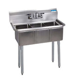 BK Resources 10" x 14" x 10" Three Compartment Sink with No Drainboard