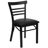 FLADG6Q6B1LAD Black Ladder Back Metal Restaurant Chair w/ Black Vinyl Seat