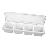 Thunder Group PLBC004P 18" X 5" X 3", Plastic 4 Compartment Bar Caddies with Translucent Cover - Champs Restaurant Supply | Wholesale Restaurant Equipment and Supplies