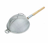Winco MST-12D 12" Double Mesh Reinforced Bowl Strainer with Wooden Handle - Champs Restaurant Supply | Wholesale Restaurant Equipment and Supplies