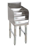 BK Resources BKUB-LD12-21S Underbar Liquor Display, 12"W X 21-1/4"D x 32-1/2"H, (4) steps with guard rail, approximately (12) bottle capacity, 18/304 stainless steel construction - Champs Restaurant Supply | Wholesale Restaurant Equipment and Supplies