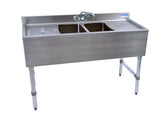 BK Resources BKUBW-248TS Two Compartment 48" Slim-Line Underbar Sink with Two Drainboards - Champs Restaurant Supply | Wholesale Restaurant Equipment and Supplies