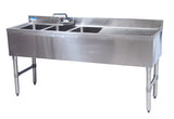 BK Resources BKUBW-348RS Three Compartment 48" Slim-Line Underbar Sink with Right Drainboard - Champs Restaurant Supply | Wholesale Restaurant Equipment and Supplies