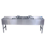 BK Resources BKUBW-472TS Four Compartment 72" Slim-Line Underbar Sink with Two Drainboards