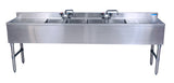 BK Resources BKUBW-496TS Four Compartment 96" Slim-Line Underbar Sink with Two Drainboards - Champs Restaurant Supply | Wholesale Restaurant Equipment and Supplies